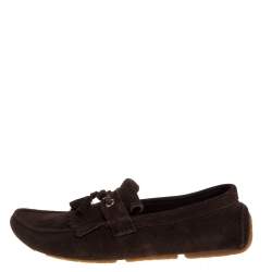 Jimmy Choo Brown Suede Eaton Tassel Fringe Loafers Size 43.5