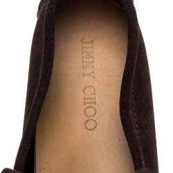 Jimmy Choo Brown Suede Eaton Tassel Fringe Loafers Size 43.5