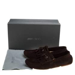 Jimmy Choo Brown Suede Eaton Tassel Fringe Loafers Size 43.5
