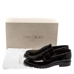 Jimmy Choo Black Patent Leather Slip On Loafers Size 42