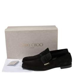 Jimmy Choo Black Suede Francis Loafers Size 44