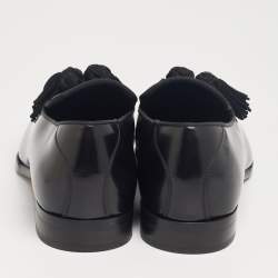مملوكة مسبقًا Jimmy Choo Black Leather Foxley Tassel Loafers Size 42.5