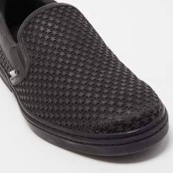 Jimmy Choo Black Leather and Rubber Grove Stars Slip On Sneakers Size 45