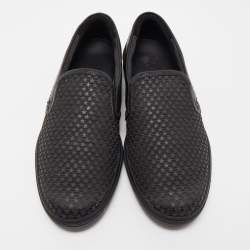 Jimmy Choo Black Leather and Rubber Grove Stars Slip On Sneakers Size 45