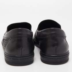 Jimmy Choo Black Leather and Rubber Grove Stars Slip On Sneakers Size 45