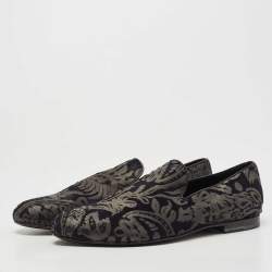 Jimmy Choo Navy Blue/Grey Embossed Calf Hair Slip On Loafers Size 42