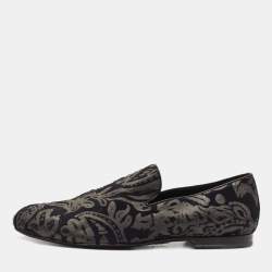 Jimmy Choo Navy Blue/Grey Embossed Calf Hair Slip On Loafers Size 42