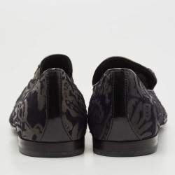 Jimmy Choo Navy Blue/Grey Embossed Calf Hair Slip On Loafers Size 42