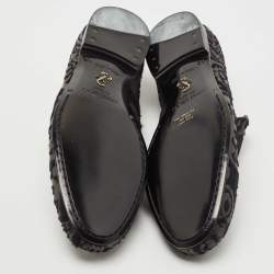 Jimmy Choo Navy Blue/Grey Embossed Calf Hair Slip On Loafers Size 42