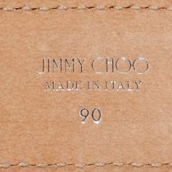 Pre Owned Jimmy Choo Green Croc Embossed Leather JC Logo Belt 90CM