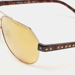 Pre Owned Jimmy Choo Yellow/Brown Studded Mirrored Aviator Sunglasses