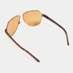 Pre Owned Jimmy Choo Yellow/Brown Studded Mirrored Aviator Sunglasses