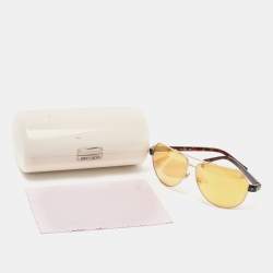 Pre Owned Jimmy Choo Yellow/Brown Studded Mirrored Aviator Sunglasses