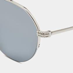 Pre Owned Jimmy Choo Silver Tone/Grey Mirrored ILYA/S 3YGT4 Aviator Sunglasses