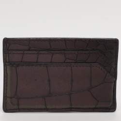 مملوكة مسبقًا حامل بطاقات جيمي شو جلد منقوش كروك أرجواني معدني