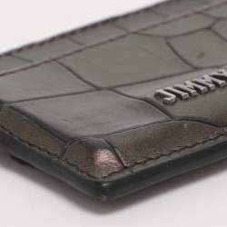 مملوكة مسبقًا حامل بطاقات جيمي شو جلد منقوش كروك أرجواني معدني