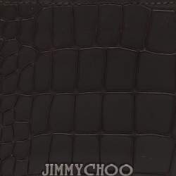 Pre Owned محفظة بطيات جلد منقوش كروك بني جيمي شو