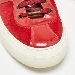 Jimmy Choo Red Suede and Patent High Top Sneakers Size 42.5