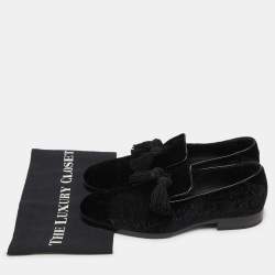 Jimmy Choo Black Velvet Tassel Loafers Size 41