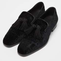 Jimmy Choo Black Velvet Tassel Loafers Size 41
