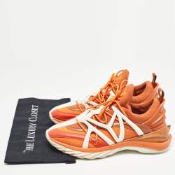 Jimmy Choo Orange/White Fabric and Rubber Lace Up Trainer Sneakers Size 41