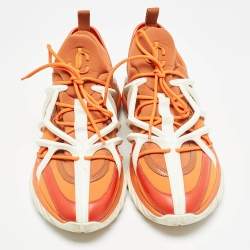 Jimmy Choo Orange/White Fabric and Rubber Lace Up Trainer Sneakers Size 41