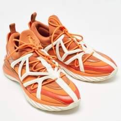 Jimmy Choo Orange/White Fabric and Rubber Lace Up Trainer Sneakers Size 41