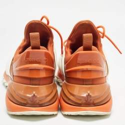 Jimmy Choo Orange/White Fabric and Rubber Lace Up Trainer Sneakers Size 41