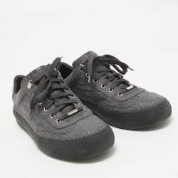 Jimmy Choo Grey Croc Embossed Leather Lace Up Sneakers Size  44.5