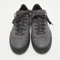 Jimmy Choo Grey Croc Embossed Leather Lace Up Sneakers Size  44.5