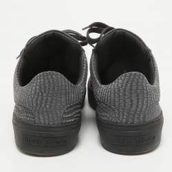 Jimmy Choo Grey Croc Embossed Leather Lace Up Sneakers Size  44.5