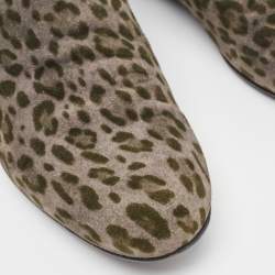 Jimmy Choo Grey Leopard Print Suede Sloane Smoking Slippers Size 42