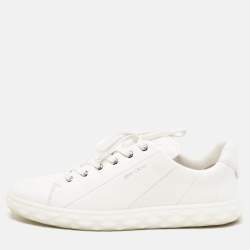 Jimmy Choo White Leather Diamond Sneakers Size 42