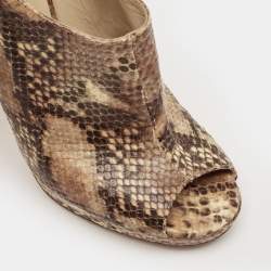  Jimmy Choo Tan Snakeskin Embossed Glint Peep Toe Ankle Booties Size 39