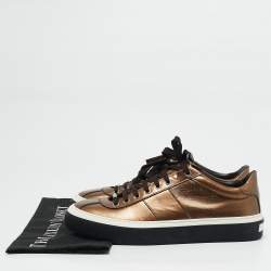 Jimmy Choo Gold Leather Belgravia Low Top Sneakers Size 42