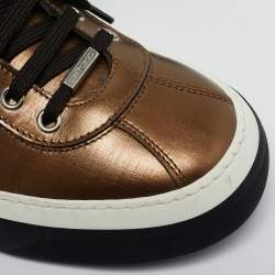 Jimmy Choo Gold Leather Belgravia Low Top Sneakers Size 42