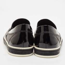 Jimmy Choo Black/Silver Patent Leather and Glitter Slip On Sneakers Size 44