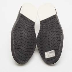 Jimmy Choo Black/Silver Patent Leather and Glitter Slip On Sneakers Size 44