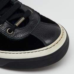 Jimmy Choo Black/Blue Leather and Velvet High Top Sneakers Size 41