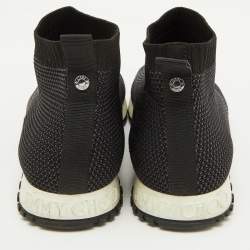 Jimmy Choo Black/Grey Knit Fabric Socks Slip On Sneakers Size 43