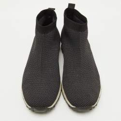 Jimmy Choo Black/Grey Knit Fabric Socks Slip On Sneakers Size 43