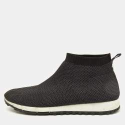 Jimmy Choo Black/Grey Knit Fabric Socks Slip On Sneakers Size 43