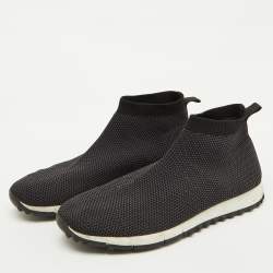 Jimmy Choo Black/Grey Knit Fabric Socks Slip On Sneakers Size 43