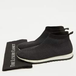 Jimmy Choo Black/Grey Knit Fabric Socks Slip On Sneakers Size 43