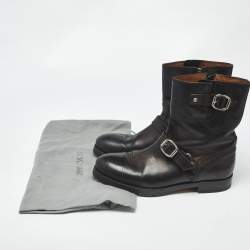 Pre Owned Jimmy Choo Black Leather Ankle Length Boots Size 43