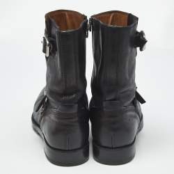 Pre Owned Jimmy Choo Black Leather Ankle Length Boots Size 43