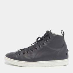 Pre Owned Jimmy Choo Grey Leather High Top Sneakers Size 40
