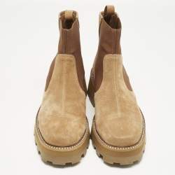 Pre Owned Jimmy Choo Beige Elastic and Suede Clayton Ankle Length Boots Size 42