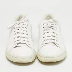 Pre Owned Jimmy Choo White Leather Diamond Low Top Sneakers Size 44