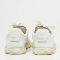 Pre Owned Jimmy Choo White Leather Diamond Low Top Sneakers Size 44